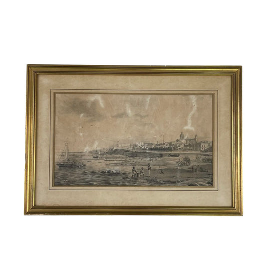 Arte con Vidrio  ANONIMO  Estilo Paisajismo Obra 25 cm X 44 cm Marco 41 cm X 59 cm