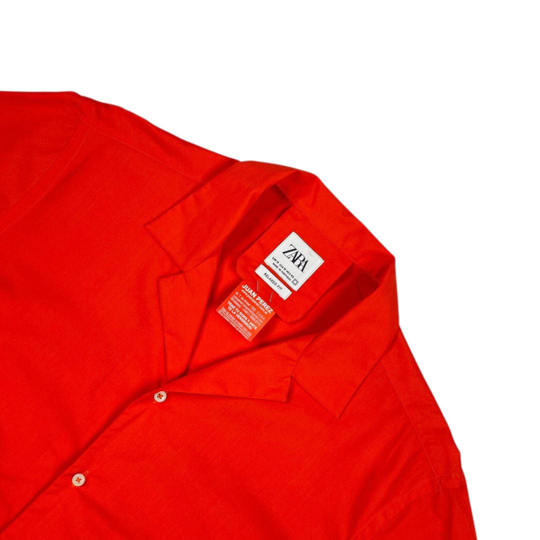 Camisa Manga Corta  ZARA  Naranja Talle M