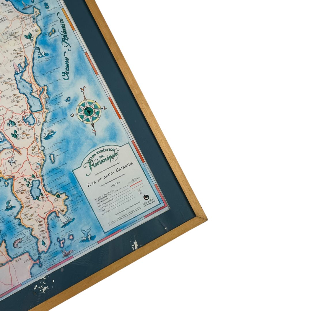 ANONIMO  Arte con Vidrio  Estilo Cartografia  Medida 70cm X 50cm
