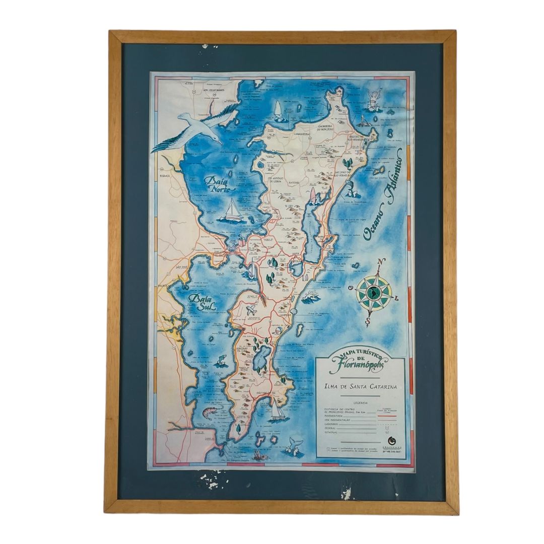 ANONIMO  Arte con Vidrio  Estilo Cartografia  Medida 70cm X 50cm