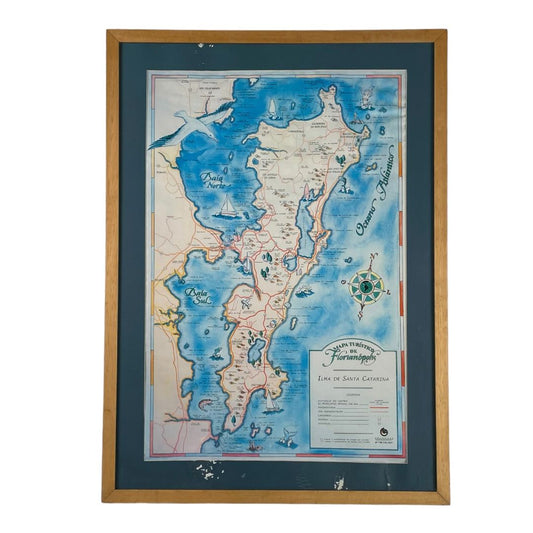 ANONIMO  Arte con Vidrio  Estilo Cartografia  Medida 70cm X 50cm