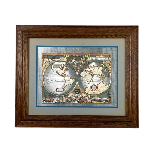 Arte con Vidrio  ANONIMO  Estilo Cartografia Obra 30 cm X 40 cm Marco 42 cm X 52 cm
