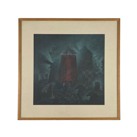 Arte con Vidrio  ANONIMO  Estilo Paisajismo Obra 41 cm X 41 cm Marco 59 cm X 59 cm