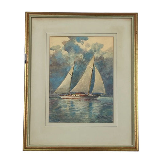 Arte con Vidrio  F.H.T.  Estilo Figurativo Marco 53 cm X 43 cm Obra 33 cm X 24 cm