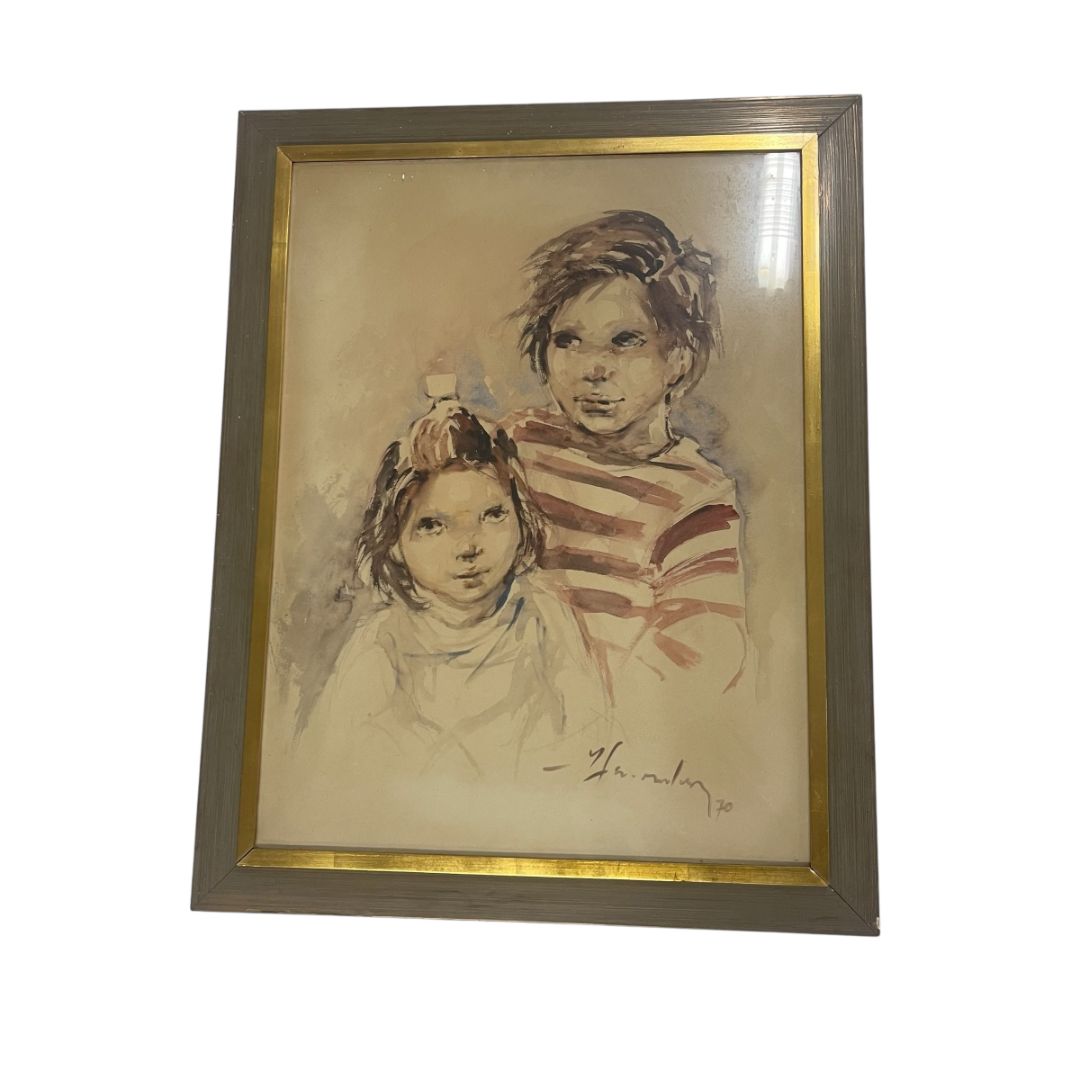 SIN MARCA  Arte con Vidrio  Estilo Personajes  Medida 72 cm x 58 cm