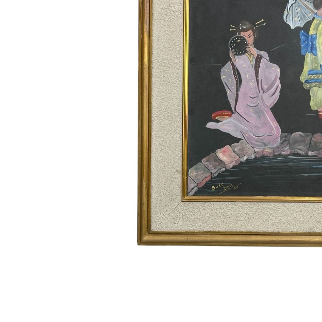 Arte con Vidrio  ANONIMO  Estilo Figurativo Obra 50 cm X 29 cm Marco 64 cm X 43 cm