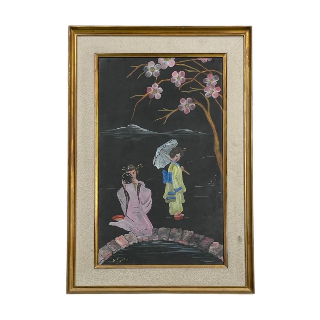 Arte con Vidrio  ANONIMO  Estilo Figurativo Obra 50 cm X 29 cm Marco 64 cm X 43 cm