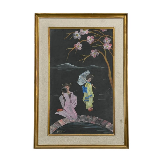Arte con Vidrio  ANONIMO  Estilo Figurativo Obra 50 cm X 29 cm Marco 64 cm X 43 cm