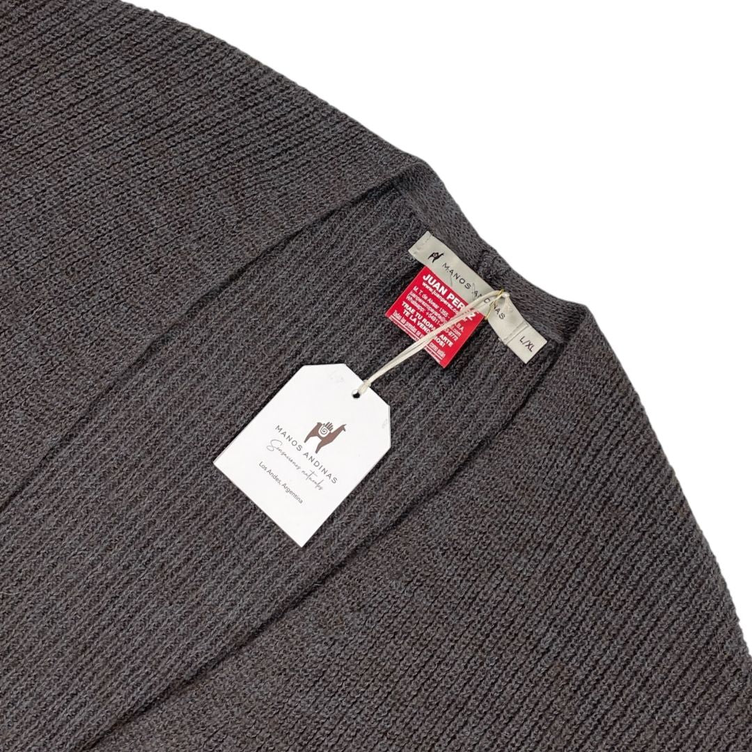 Sweater Abierto  MANOS ANDINAS  Gris Talle L