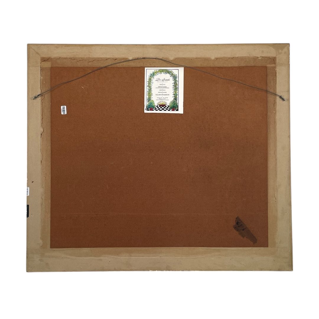 Arte con Vidrio  QUINQUELA MARTIN  Estilo Paisajismo Obra 48 cm X 58 cm Marco 68 cm X 78 cm