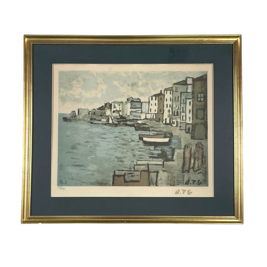 Arte con Vidrio  JOAQUIN TORRES GARCIA  Estilo Figurativo Obra 43 cm X 53 cm Marco 62 cm X 72 cm