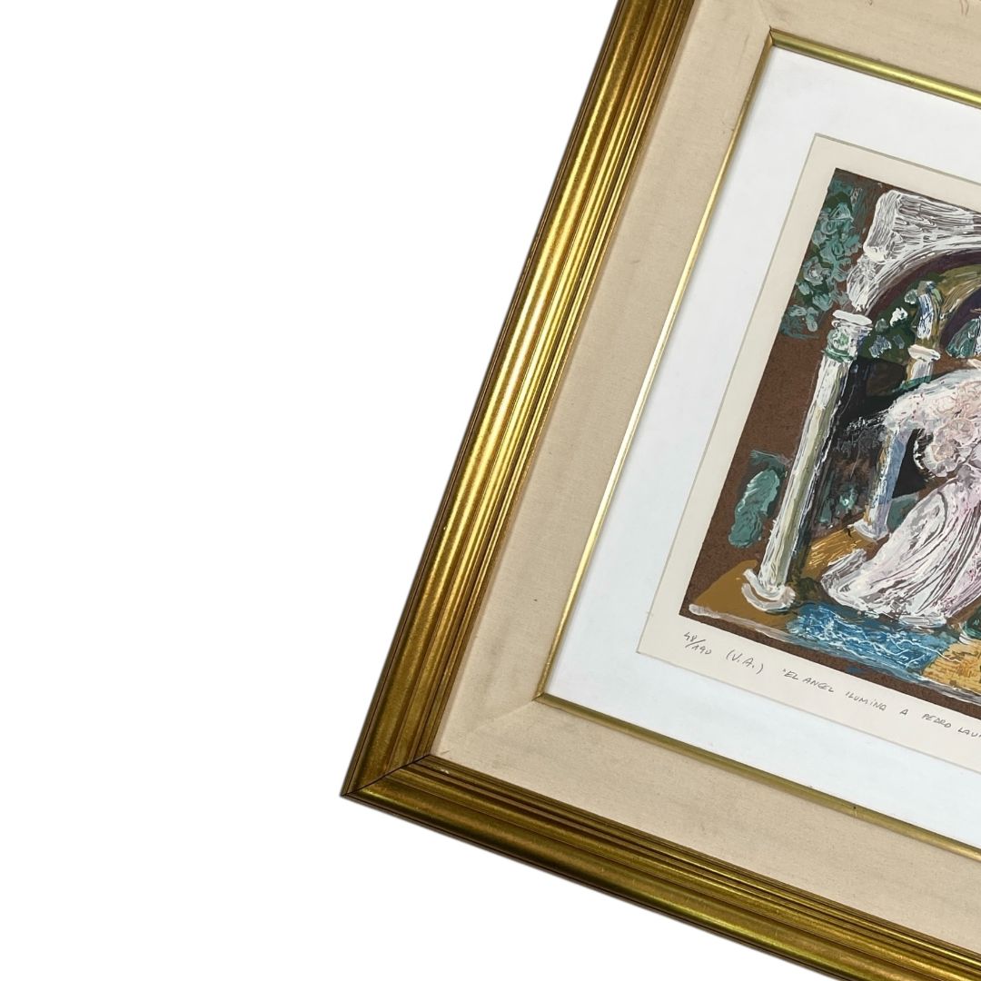 Arte con Vidrio  ALDO SEVERI  Estilo Figurativo Obra 35 cm X 44 cm Marco 65 cm X 73 cm