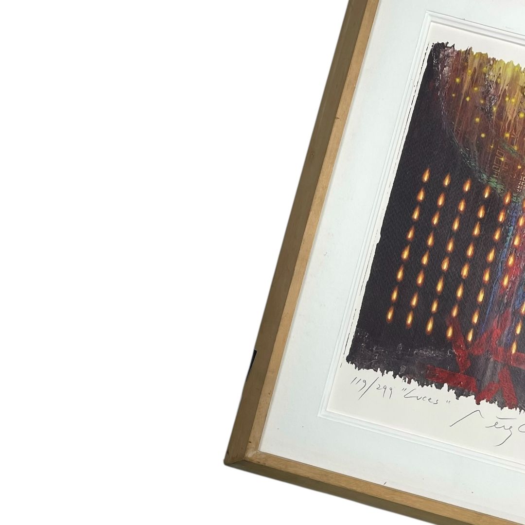 Arte con Vidrio  PEREZ CELIS  Estilo Abstracto Obra 45 cm X 31 cm Marco 65 cm X 51 cm