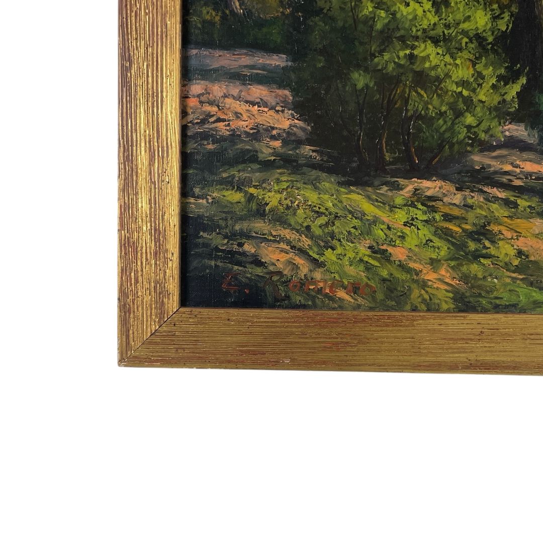 Arte sin Vidrio  E. ROMERO  Estilo Paisajismo Obra 58 cm X 89 cm Marco 68 cm X 98 cm