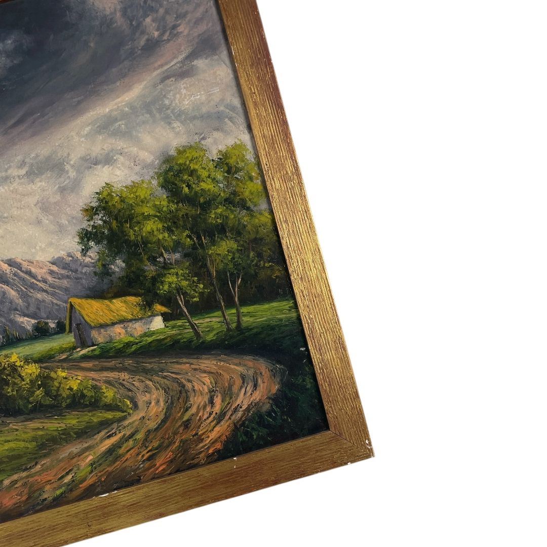 Arte sin Vidrio  E. ROMERO  Estilo Paisajismo Obra 58 cm X 89 cm Marco 68 cm X 98 cm