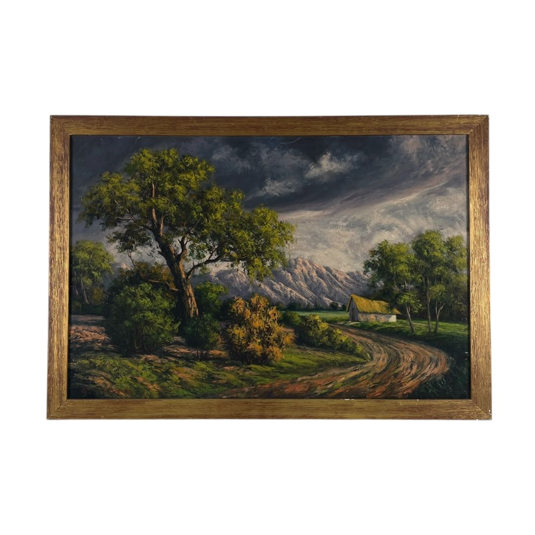 Arte sin Vidrio  E. ROMERO  Estilo Paisajismo Obra 58 cm X 89 cm Marco 68 cm X 98 cm