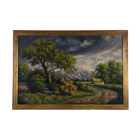 Arte sin Vidrio  E. ROMERO  Estilo Paisajismo Obra 58 cm X 89 cm Marco 68 cm X 98 cm