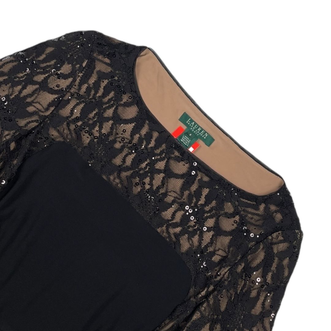 Vestido Manga Larga  RALPH LAUREN  Negro Talle 8