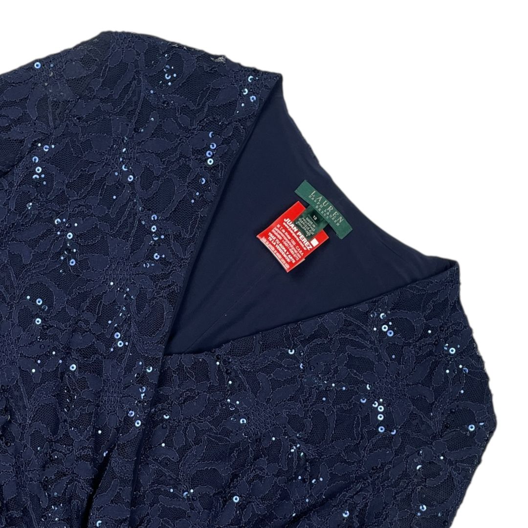 Vestido Manga Larga  RALPH LAUREN  Azul Talle 12