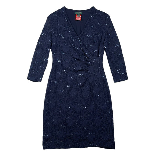 Vestido Manga Larga  RALPH LAUREN  Azul Talle 12