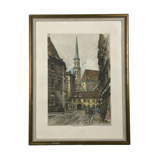 ANONIMO  Arte con Vidrio  Estilo Antiguo  Marco 44 cm X 44 cm Obra 42 cm X 52 cm