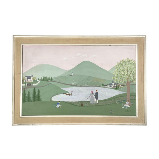 Arte sin Vidrio  C. DE CAPIEL  Estilo Paisajismo Obra 49cm X 78cm Marco 62cm X 92cm
