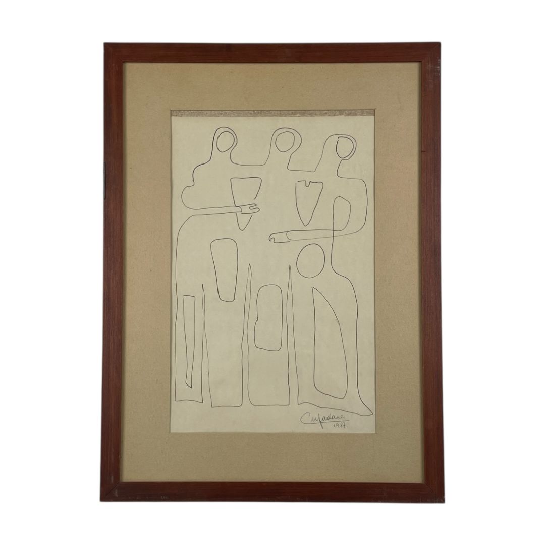 Arte con Vidrio  ANONIMO  Estilo Geometrico Obra 32 cm X 24 cm Marco 52 cm X 41 cm