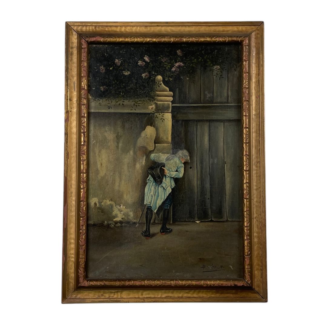 Arte sin Vidrio X2  ANONIMO  Estilo Antiguo Marco 35cm X 25cm Obra 29cm X 19cm