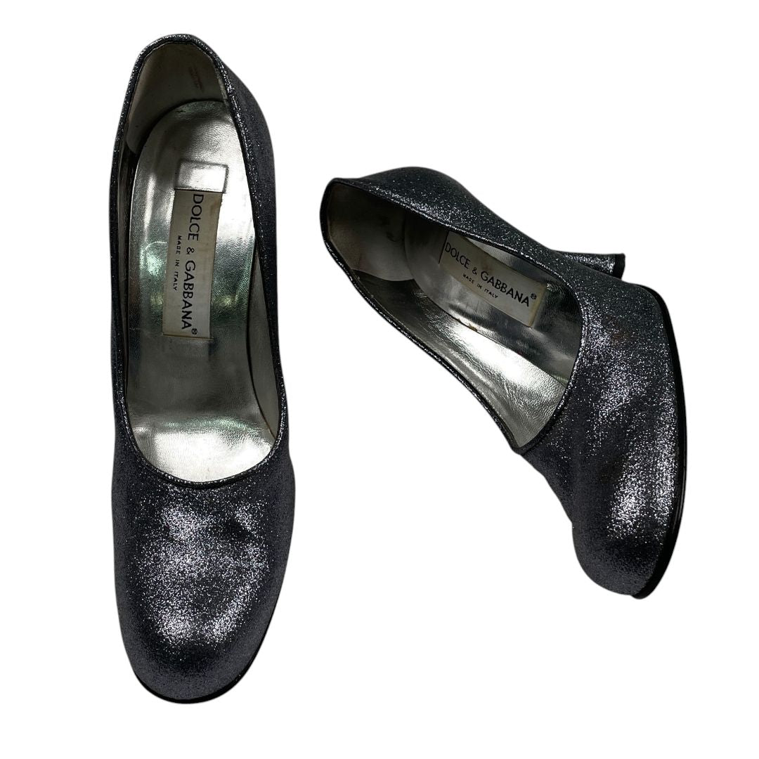 Zapato Taco Alto  DOLCE GABBANA  Plateado Talle 38
