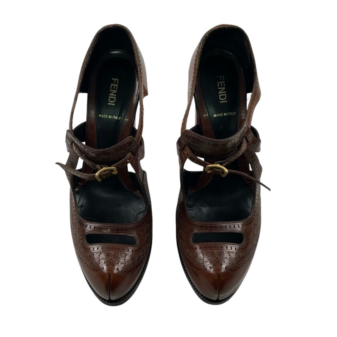 Taco Alto Grueso  FENDI  Marron Talle 40