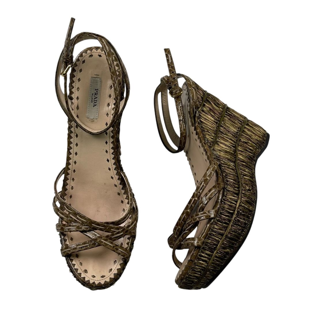 Plataformas  PRADA  Verde Talle 40