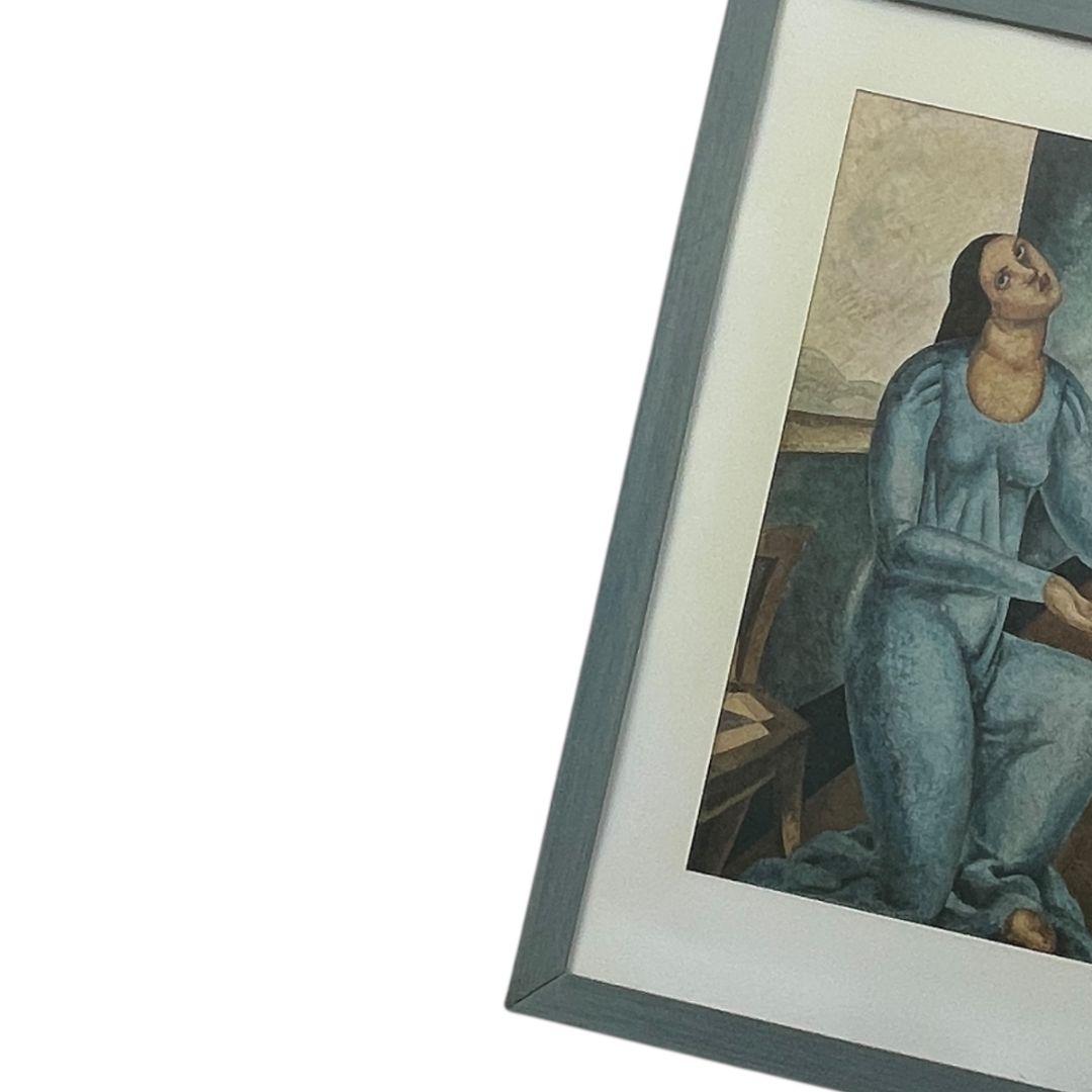 Arte con Vidrio  ANONIMO  Estilo Retrato Obra 46cm X 31cm Marco 66cm X 48cm