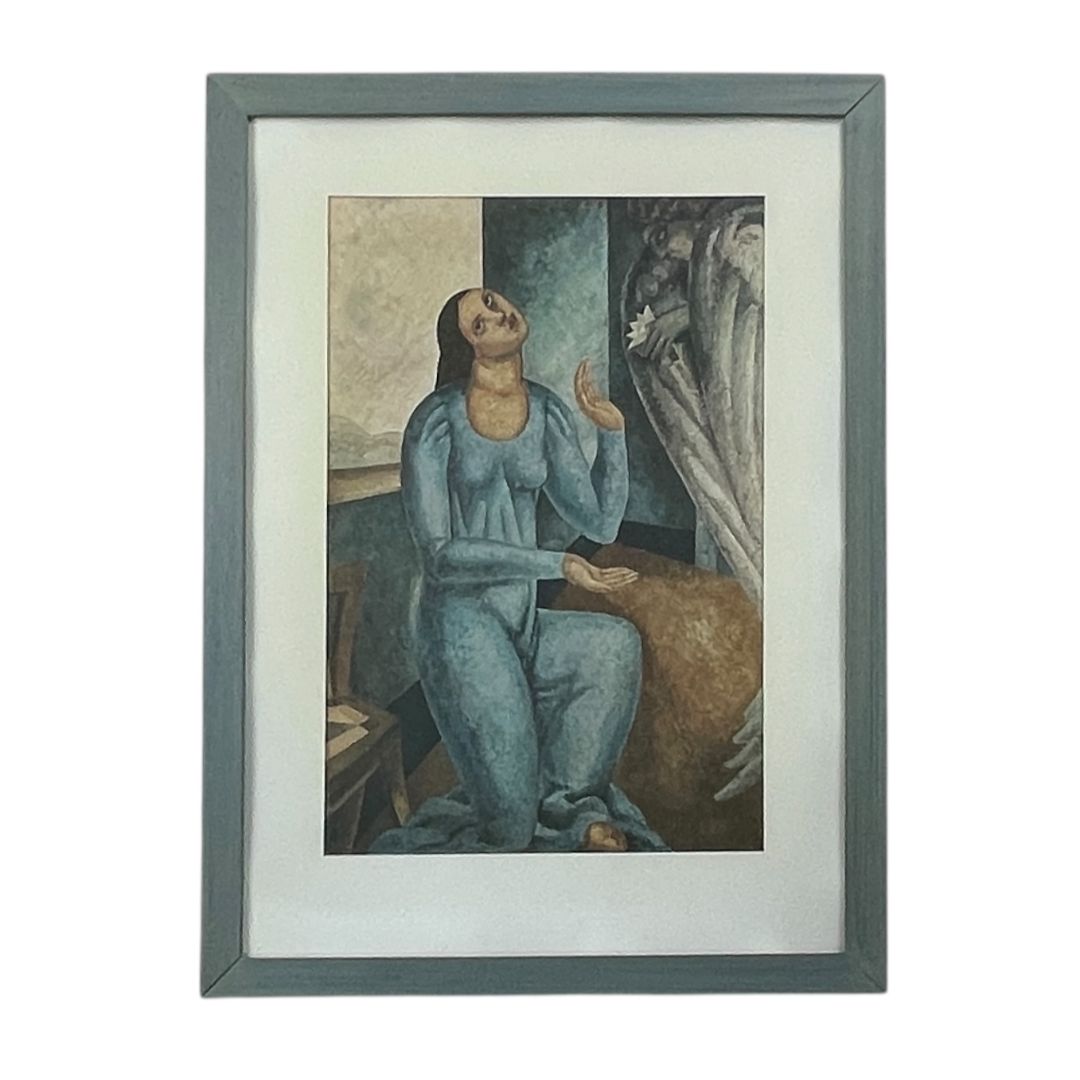 Arte con Vidrio  ANONIMO  Estilo Retrato Obra 46cm X 31cm Marco 66cm X 48cm