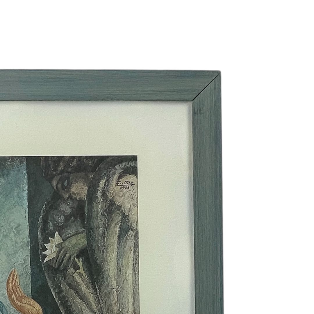 Arte con Vidrio  ANONIMO  Estilo Retrato Obra 46cm X 31cm Marco 66cm X 48cm