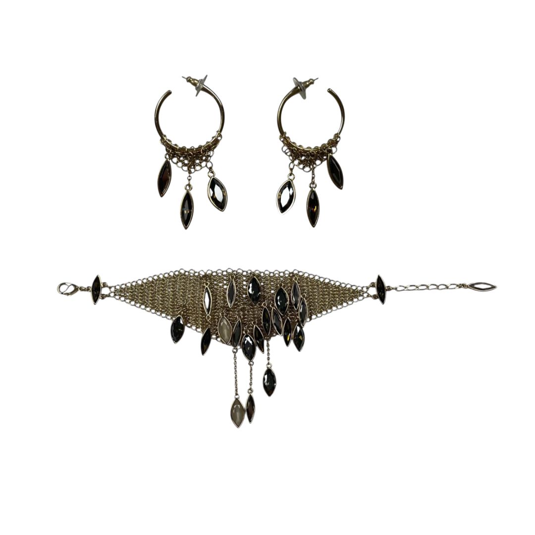 Conjunto X2  SWAROVSKI  Dorado Talle Unico