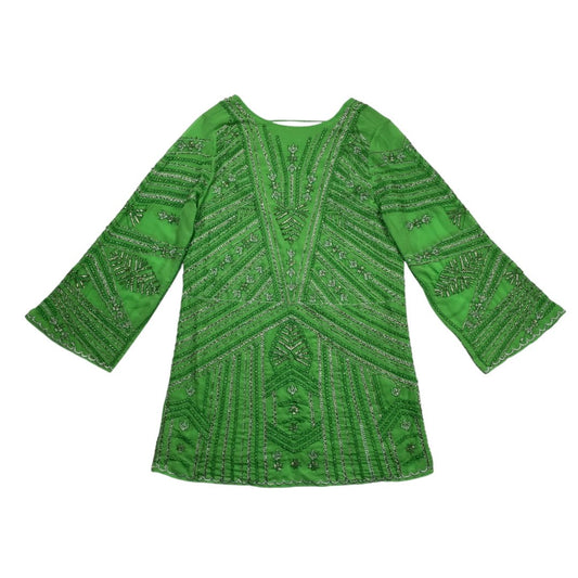 Vestido Manga Larga  ZARA  Verde Talle S
