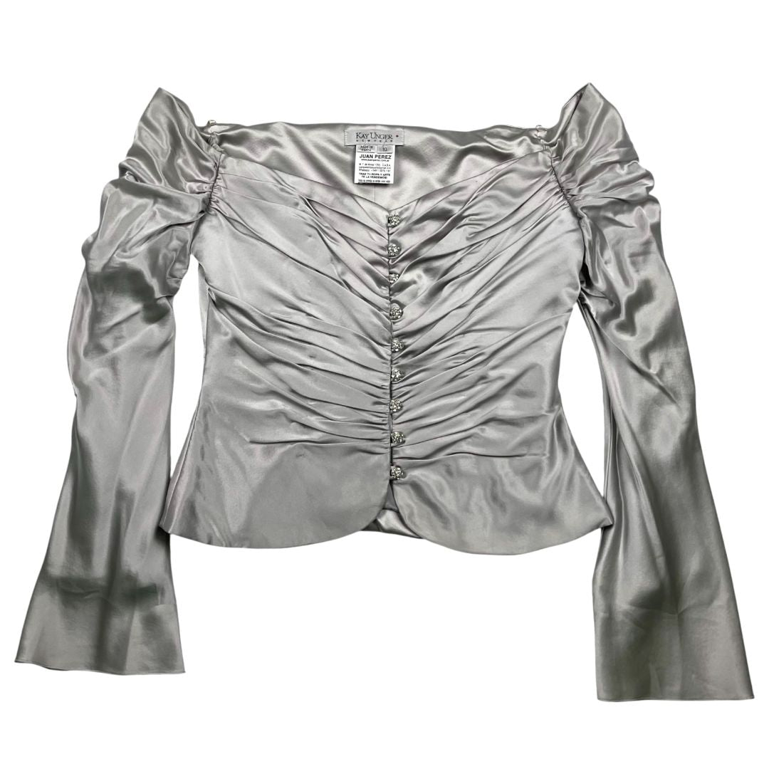 Blusa Manga Larga  KAY UNGER  Plateado Talle 10