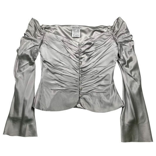 Blusa Manga Larga  KAY UNGER  Plateado Talle 10