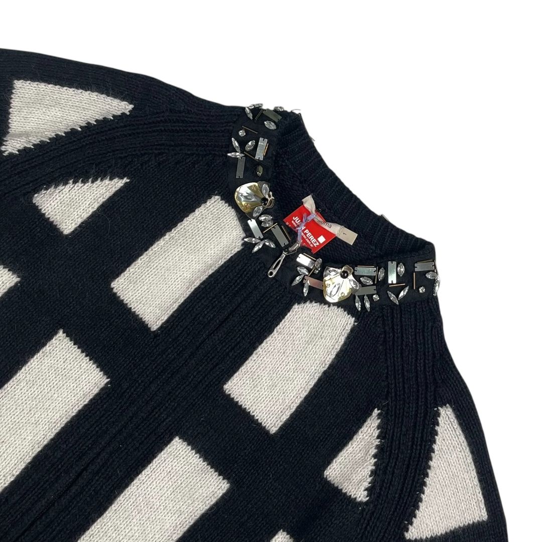 Sweater Abierto  UMA  Varios Cuadros Blanco Y Negro Talle 1