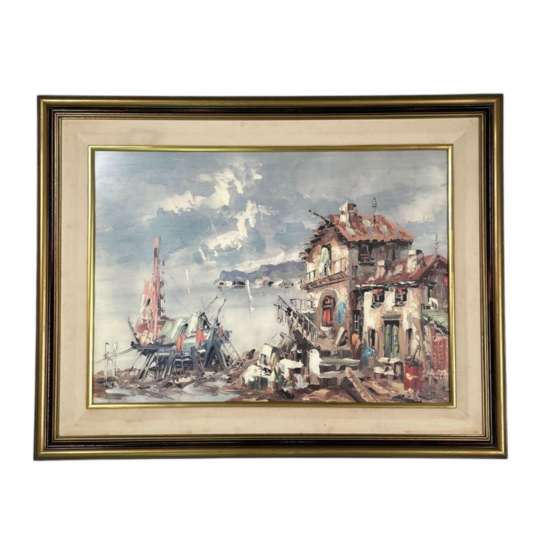 Arte con Vidrio  ANONIMO  Estilo Paisajismo Marco 90 cm X 72 cm Obra 83 cm X 65 cm
