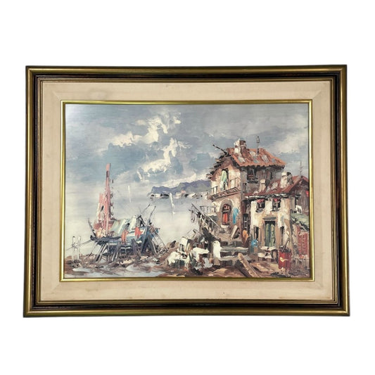 Arte con Vidrio  ANONIMO  Estilo Paisajismo Marco 90 cm X 72 cm Obra 83 cm X 65 cm