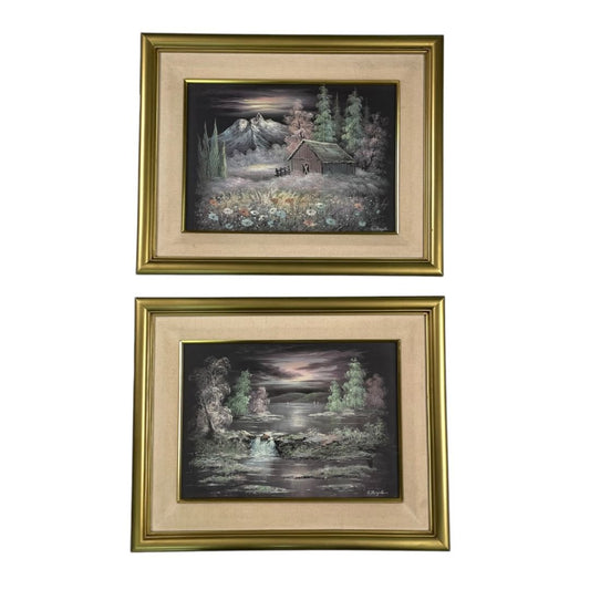 ANONIMO  Arte Con Vidrio X2  Estilo Paisajismo  Obra 40cm X 50cm