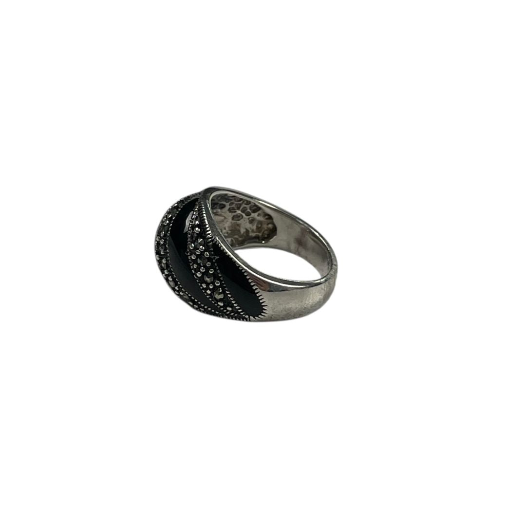 Anillo  TIANGUIS  Negro y Plateado Talle Unico