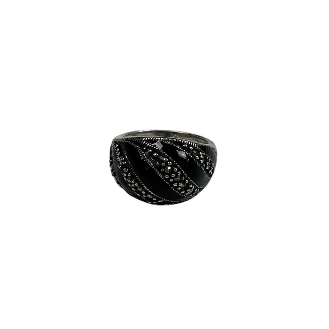 Anillo  TIANGUIS  Negro y Plateado Talle Unico