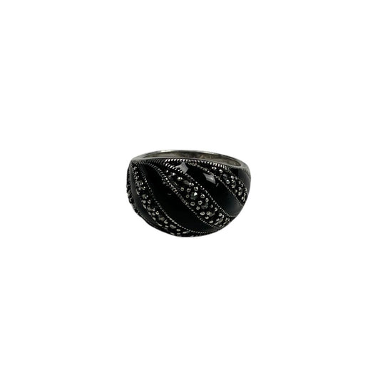 Anillo  TIANGUIS  Negro y Plateado Talle Unico