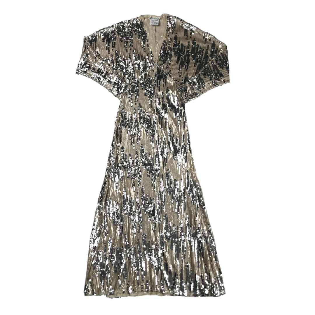 Vestido Manga Larga  ZARA  Plateado Talle S