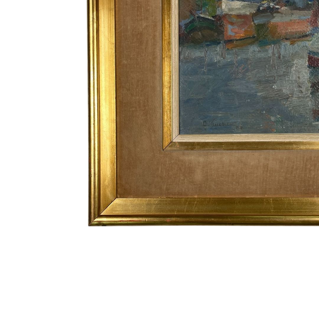 Arte sin Vidrio  C.VENEZIANO  Estilo Paisajismo Obra 36cm X 38cm Marco 57cm X 64cm