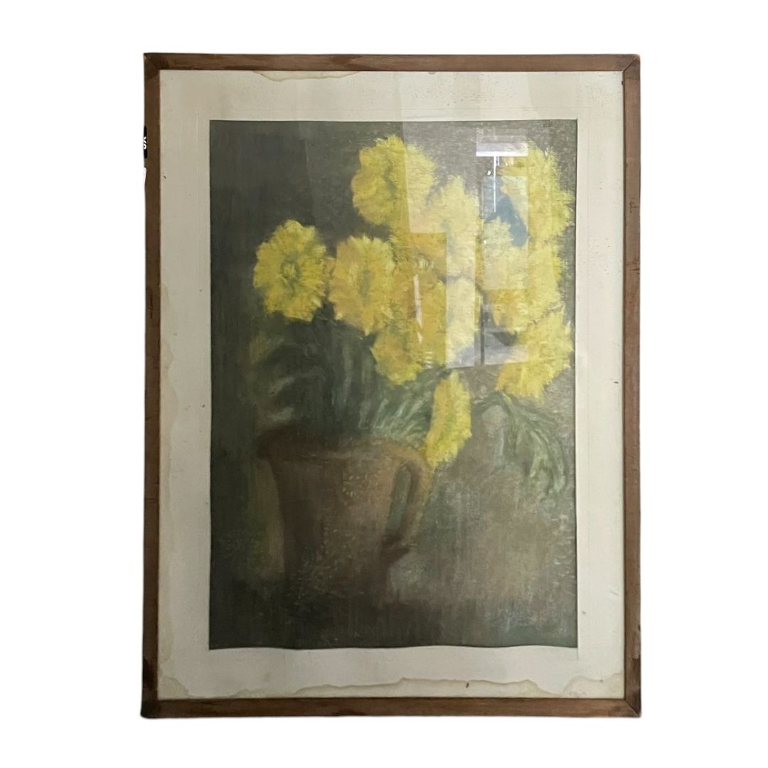 ANONIMO Arte con Vidrio Estilo Naturaleza Muerta Medida 70 cm X 60 cm