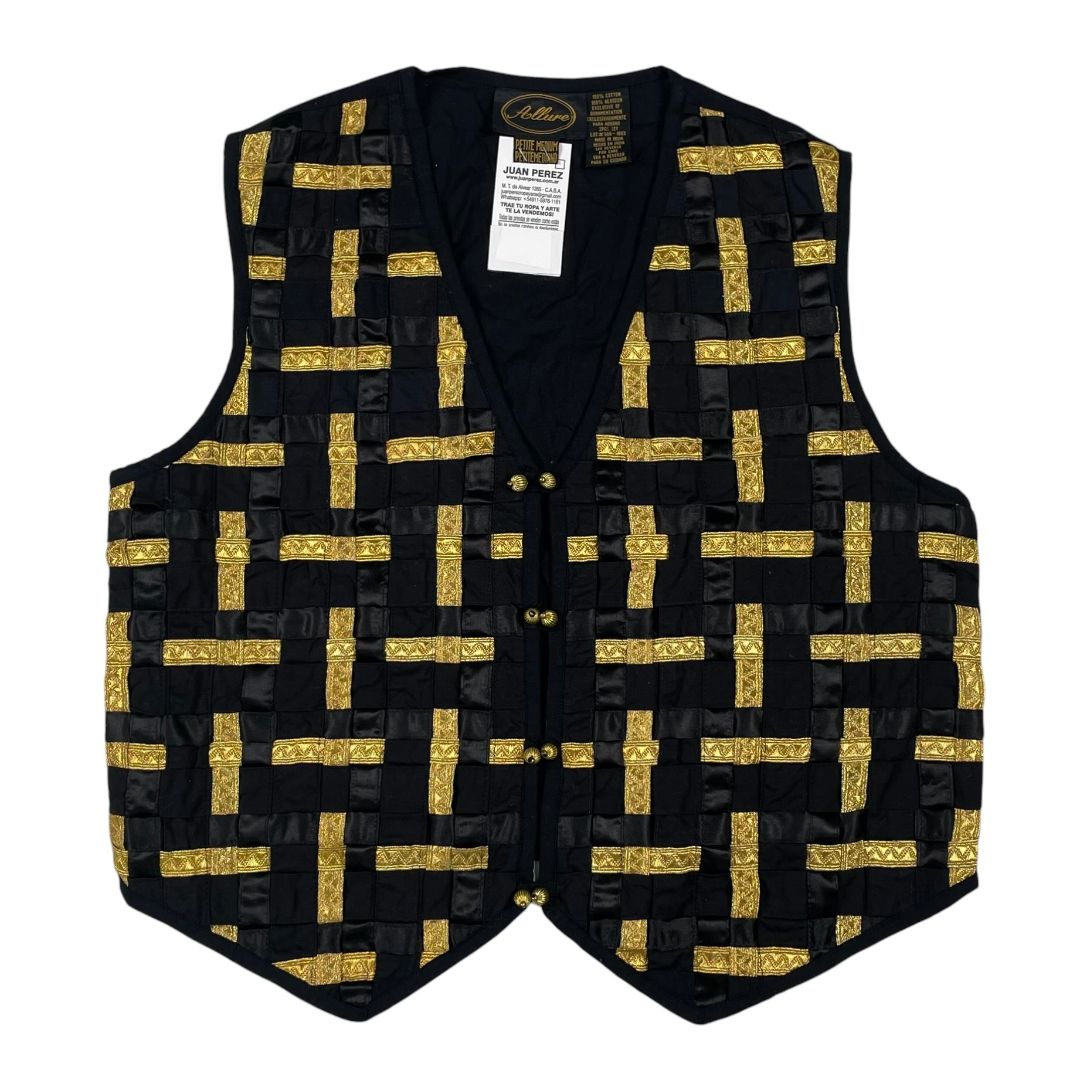 SIN MARCA Chaleco Corto Varios Negro y Dorado Talle M