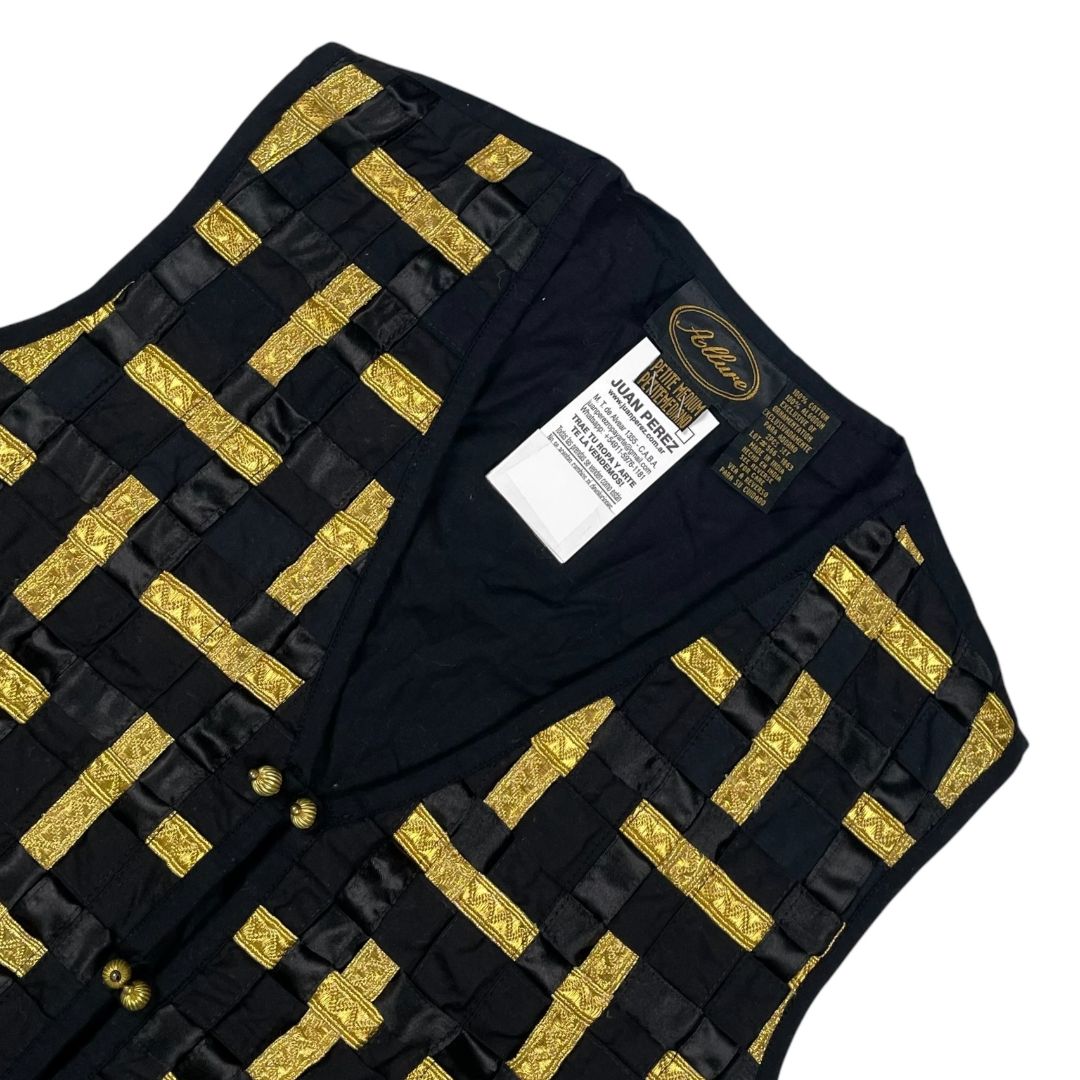 SIN MARCA Chaleco Corto Varios Negro y Dorado Talle M